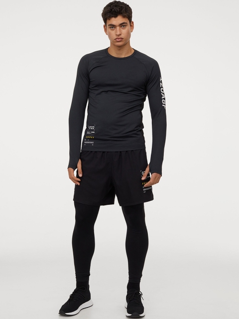 

H&M Men Black Printed Running Shorts