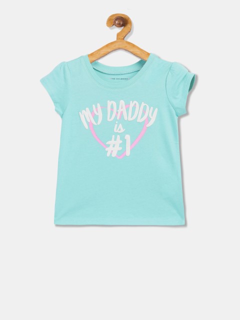 

The Childrens Place Girls Turquoise Blue Printed Round Neck T-shirt