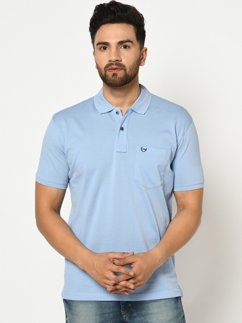 

Duke Men Blue Solid Polo Collar T-shirt