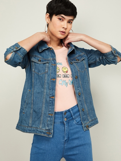 

Fame Forever by Lifestyle Women Blue Printed Denim Jacket