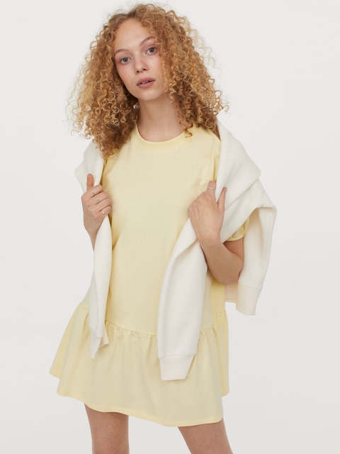 

H&M Women Yellow Solid Jersey Dress