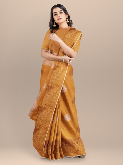 

BharatSthali Mustard & White Silk Cotton Woven Design Saree