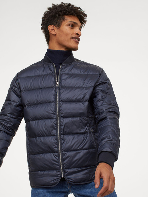

H&M Men Blue Solid Down Jacket