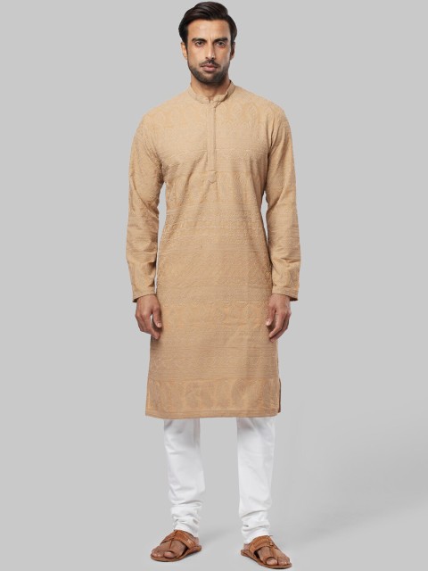 

Ethnix By Raymond Men Beige Ethnic Motifs Embroidered Kurta