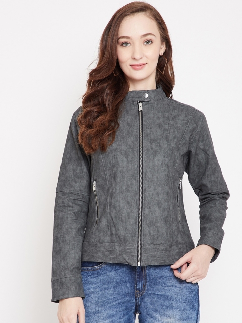 

JUMP USA Women Grey Printed Water Resistant Biker Jacket