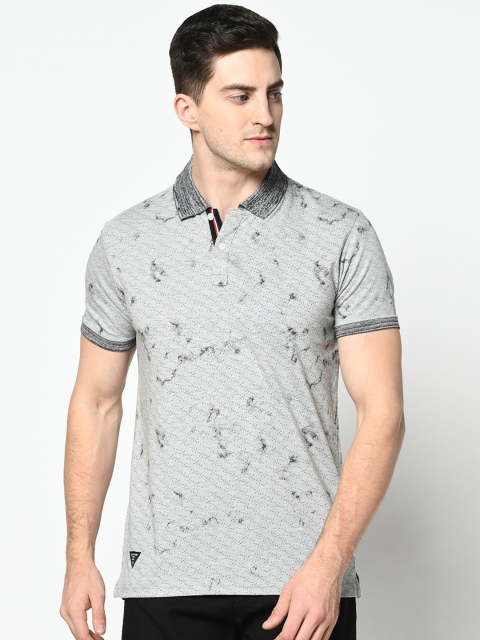 

Duke Men Grey Printed Polo Collar T-shirt