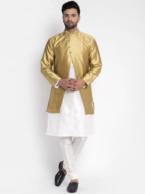 

Benstoke Men White Solid Kurta with Pyjamas