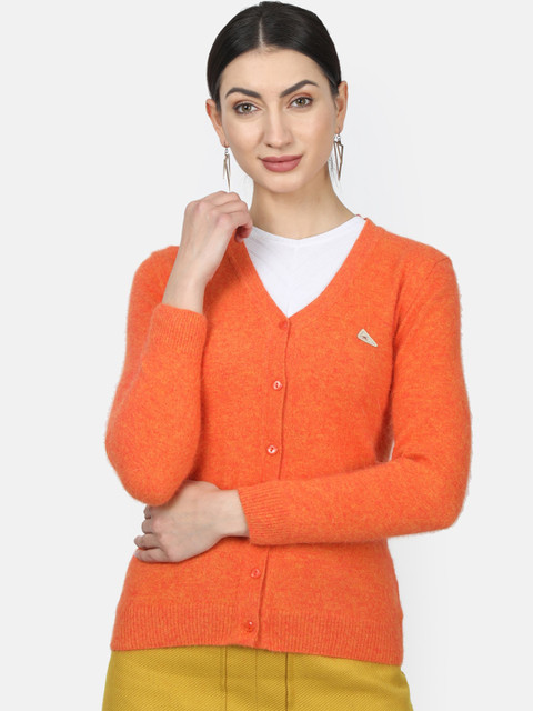

Monte Carlo Women Orange Solid Woollen Cardigan