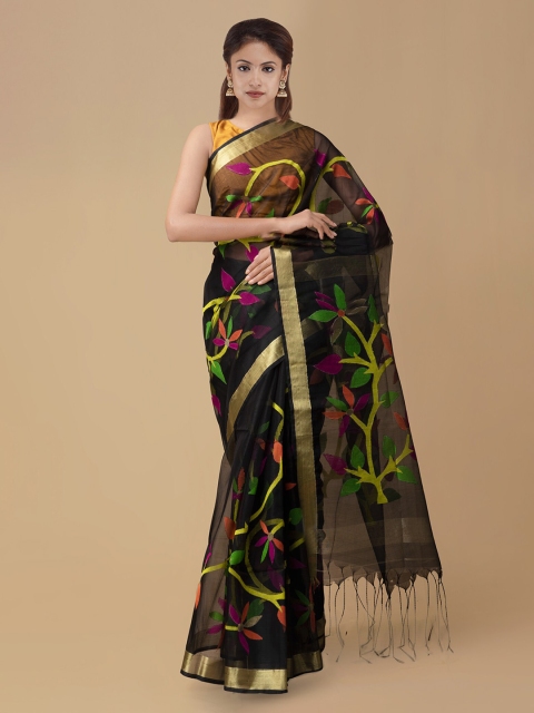 

Unnati Silks Black Woven Design Maheshwari Saree