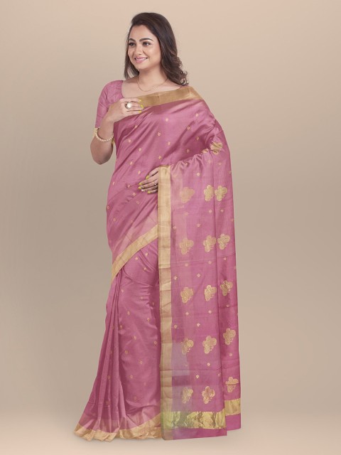 

BharatSthali Yellow Woven Design Chanderi Saree