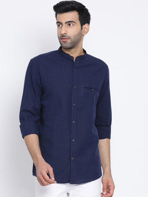 

Richlook Men Navy Blue Slim Fit Solid Casual Shirt