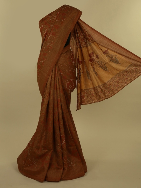 

Pothys Brown Woven Design Jute Silk Saree