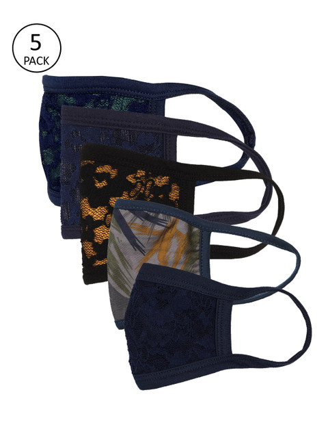 

Skidlers Unisex Pack Of 5 2-Ply Reusable Cloth Masks, Navy blue