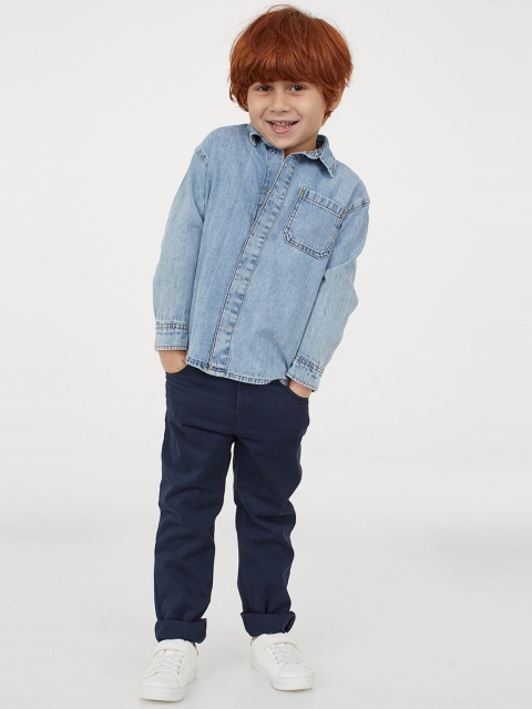 

H&M Boys Blue Solid Slim Fit Twill Trousers