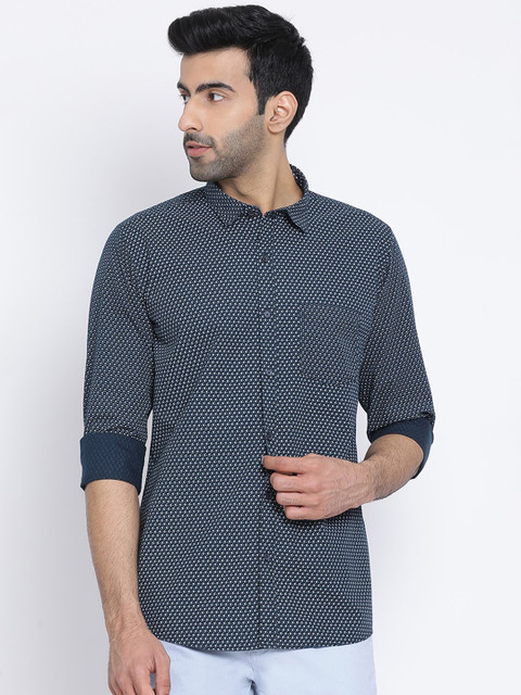 

Richlook Men Blue Slim Fit Printed Casual Shirt