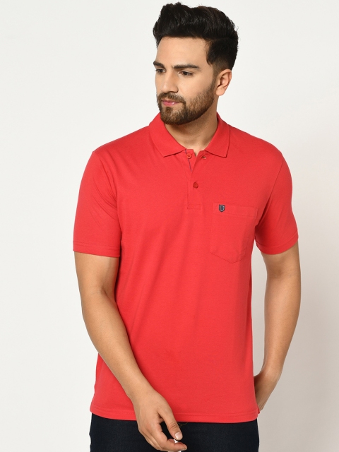 

Duke Men Red Solid Polo Collar T-shirt