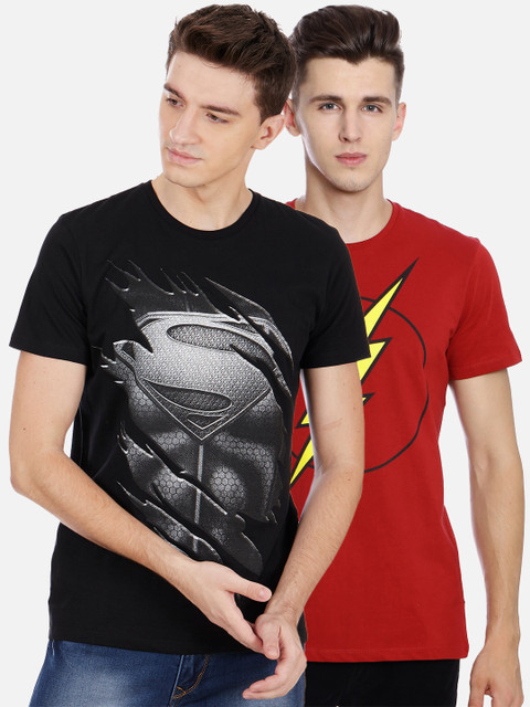 

Free Authority Justice League Printed Pack of 2 Tshirt for Men, Black