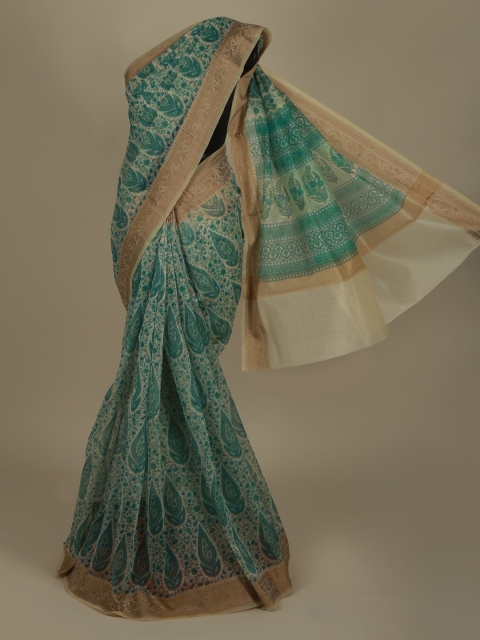 

Pothys Green Printed Supernet Saree