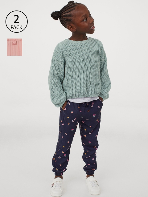 

H&M Girls 2-Pack Woven Joggers, Blue
