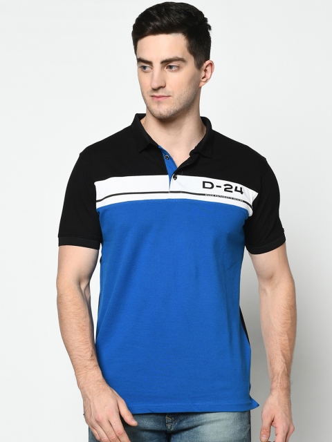 

Duke Men Black Colourblocked Polo Collar T-shirt