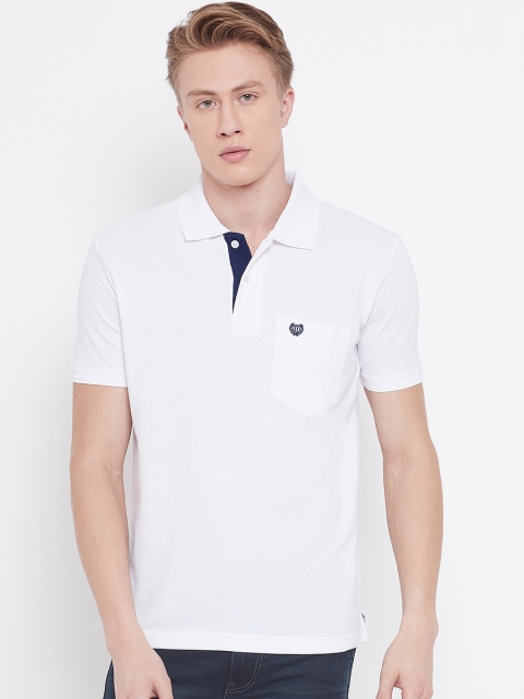 

Duke Men White Solid Polo Collar T-shirt