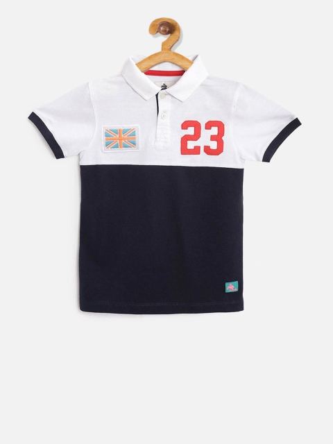 

Cherry Crumble Boys Navy Blue Colourblocked Polo Collar T-shirt