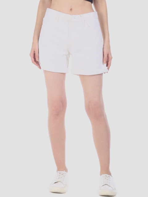 

GAP Women White Solid Regular Fit Hot Pants