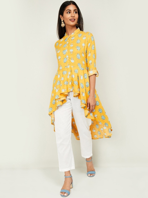 

Colour Me by Melange Women Mustard Yellow & Blue Printed Tunic