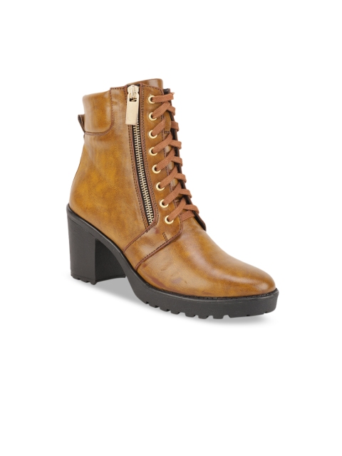 

Bruno Manetti Women Tan Brown Solid High-Top Heeled Boots