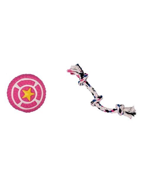 

Poochles Pink Pie Latex & Three Knot Rope Combo Dog Toys