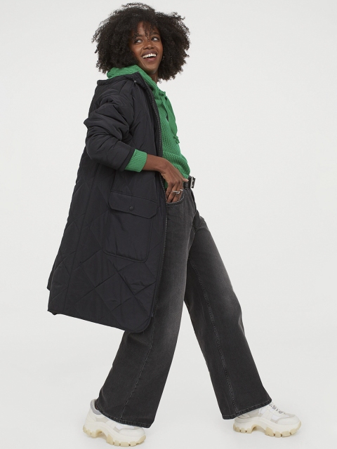

H&M Women Black Solid Quilted Jacket