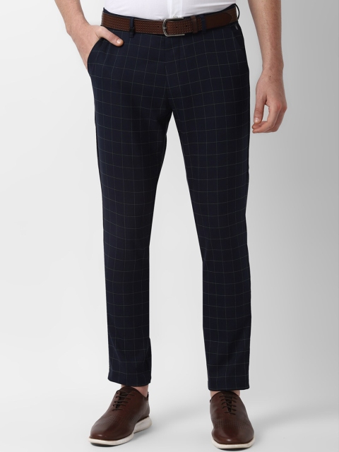 

Louis Philippe Sport Men Navy Blue Slim Fit Checked Regular Trousers