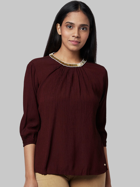 

Park Avenue Woman Women Maroon Solid Top