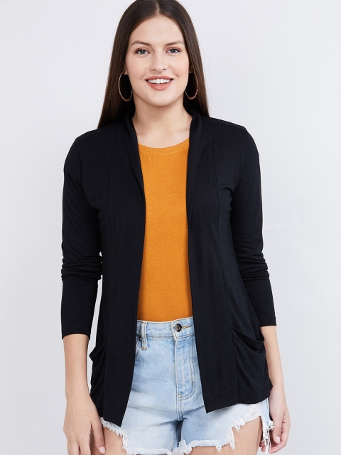 

max Women Black Solid Open Front Regular Shrug