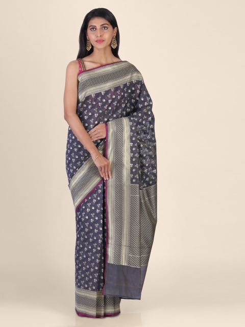

Shruti and Mangaaysh Grey Silk Blend Woven Design Banarasi Handloom Saree