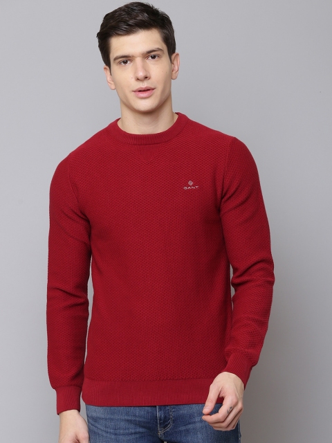 

GANT Men Red Self Design Pullover