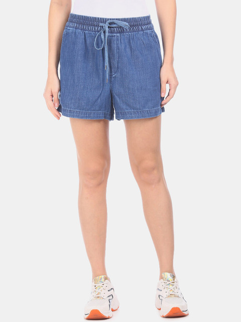 

GAP Women Blue Solid Regular Fit Regular Shorts