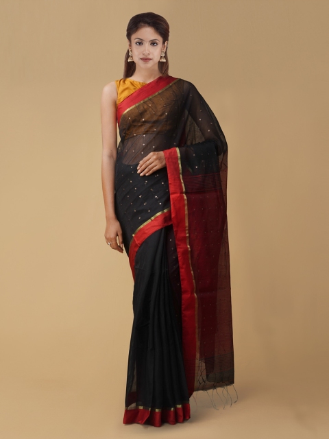 

Unnati Silks Black Checked Maheshwari Saree