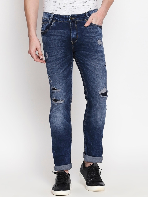 

Mufti Men Blue Skinny Fit Mid-Rise Mildly Distressed Stretchable Jeans