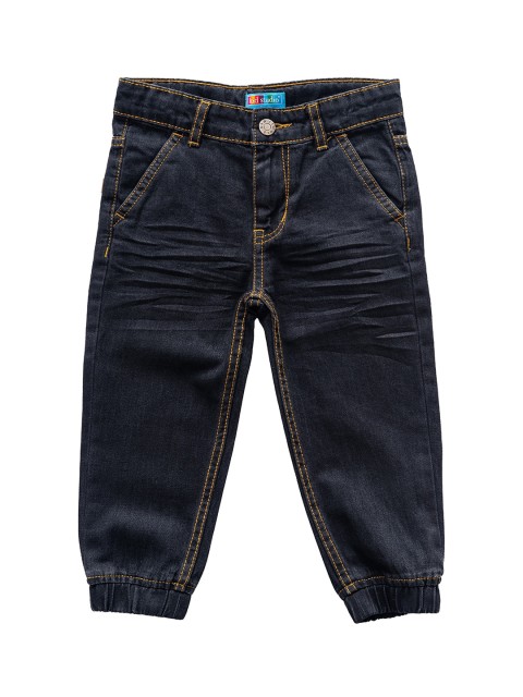

Kid Studio Boys Black Jogger Mid-Rise Low Distress Jeans