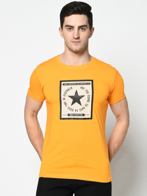 

Duke Men Orange Printed Round Neck T-shirt