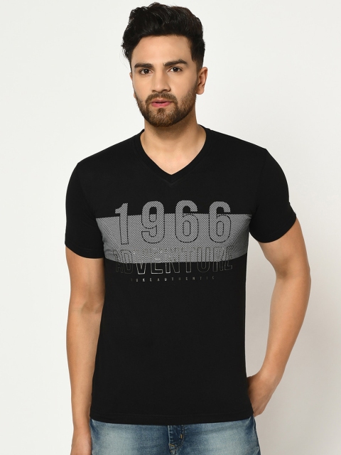 

Duke Men Black Printed V-Neck T-shirt