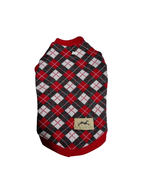 

PETS EMPIRE Red & Beige Checked Dog Sweaters