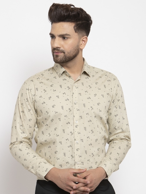 

JAINISH Men Cream-Coloured Regular Fit Printed Casual Shirt