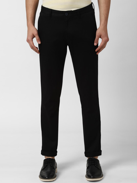

Peter England Casuals Men Black Slim Fit Solid Regular Trousers
