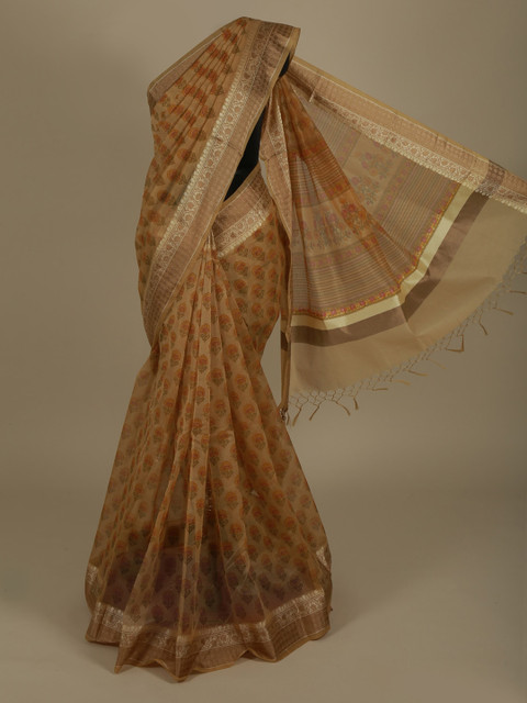 

Pothys Yellow Printed Supernet Saree