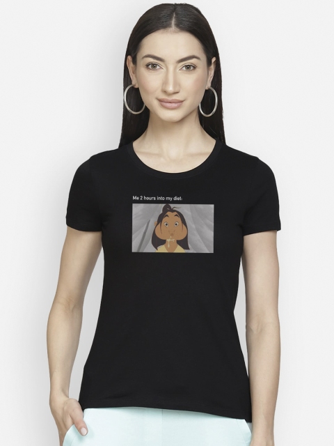 

Free Authority Women Black Disney Princess Print Cotton T-shirt