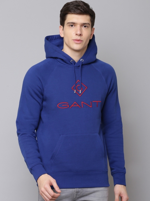 

GANT Men Blue Printed Hooded Sweatshirt