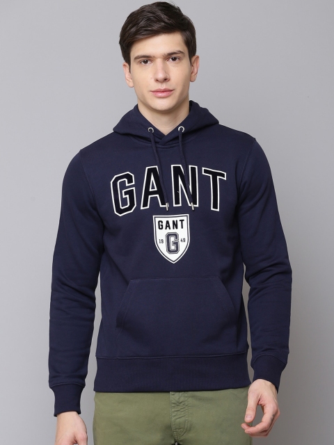 

GANT Men Blue Printed Hooded Sweatshirt