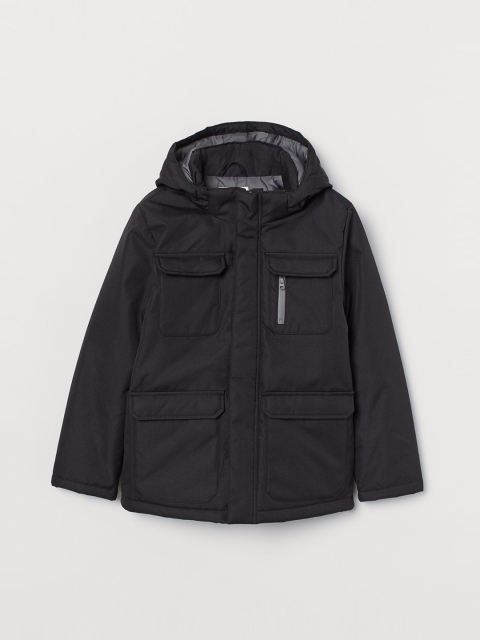 

H&M Boys Black Solid Hooded Padded Jacket